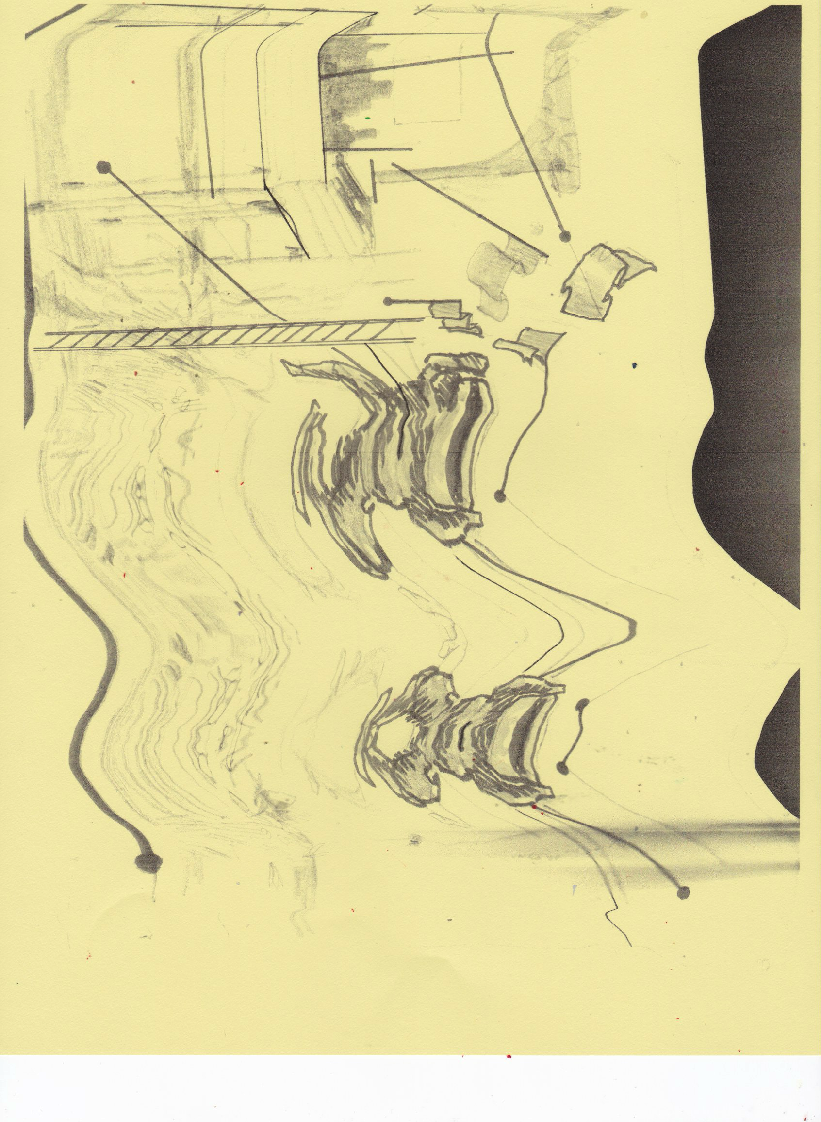 Monotype print on yellow paper — It's Far Now
